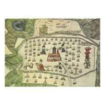 Antique World Map; Aztec Empire, 1577 Invite