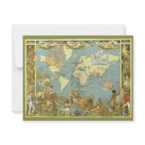 Antique World Map, British Empire, 1886