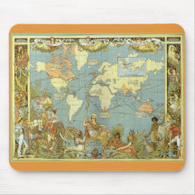 Antique World Map, British Empire, 1886 Mousepads