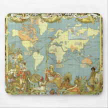 Antique World Map, British Empire, 1886 Mousepads