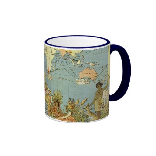 Antique World Map, British Empire, 1886 Mug
