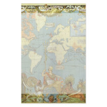 Antique World Map, British Empire, 1886