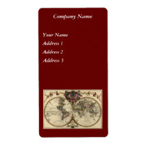 Antique World Map by Guillaume de L'Isle, 1720 Personalised Shipping Labels