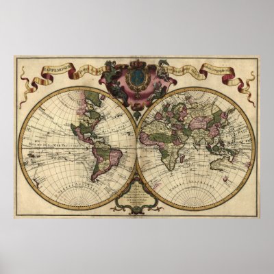Antique World Map by Guillaume de L'Isle, 1720 by ZephyrusBooks