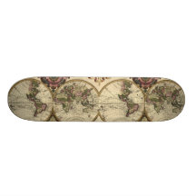 Antique World Map by Guillaume de L'Isle, 1720 Skateboard Deck