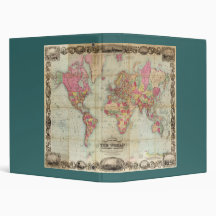 Antique World Map by John Colton, circa 1854 Binders