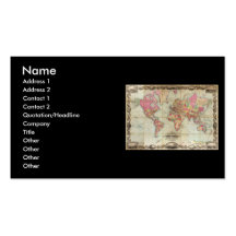 Antique World Map by John Colton, circa 1854 Business Cards