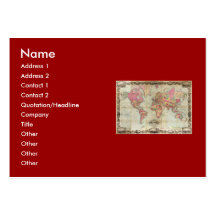 Antique World Map by John Colton, circa 1854 Business Card Templates