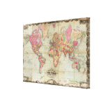 Antique World Map by John Colton, circa 1854 Canvas Prints