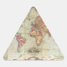 Antique World Map by John Colton, circa 1854 Triangle Stickers