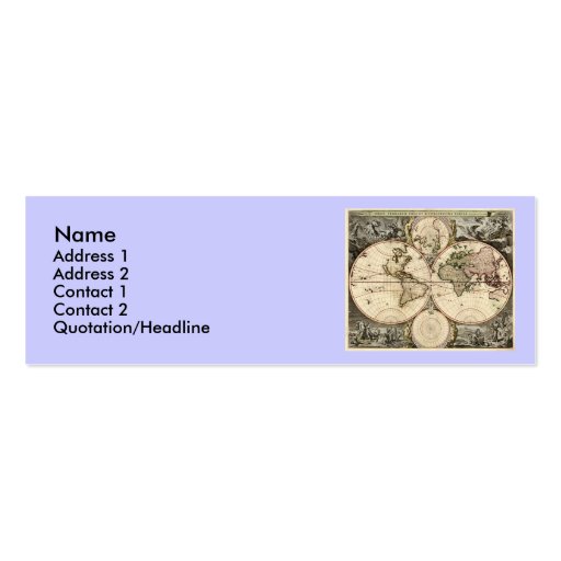 Antique World Map by Nicolao Visscher, circa 1690 Business Card Templates