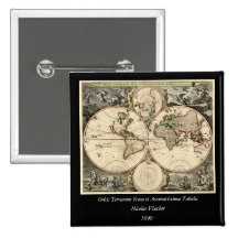 Antique World Map by Nicolao Visscher, circa 1690 Pin