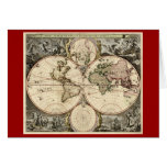 Antique World Map by Nicolao Visscher, circa 1690 Greeting Cards