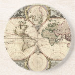 Antique World Map by Nicolao Visscher, circa 1690 Drink Coasters