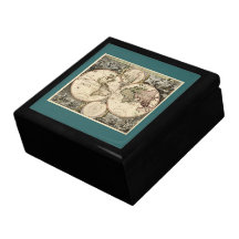 Antique World Map by Nicolao Visscher, circa 1690 Keepsake Boxes