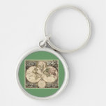 Antique World Map by Nicolao Visscher, circa 1690 Key Chains