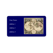 Antique World Map by Nicolao Visscher, circa 1690 Address Label