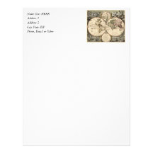 Antique World Map by Nicolao Visscher, circa 1690 Letterhead