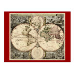 Antique World Map by Nicolao Visscher, circa 1690 Post Cards