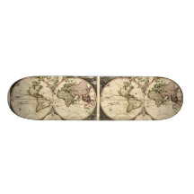 Antique World Map by Nicolao Visscher, circa 1690 Skateboard Deck