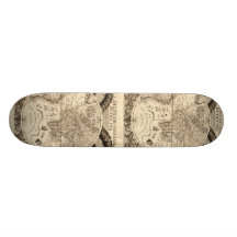 Antique World Map by Philipp Eckebrecht - 1630 Skateboard