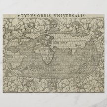 Antique World Map by Sebastian Münster circa 1560 Full Colour Flyer
