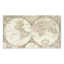 Antique World Map, c. 1680. By Frederick de Wit Business Cards