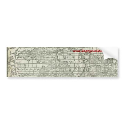 Antique World Map - Mid 1500's - Sebastian Münster Bumper Sticker by ZephyrusBooks