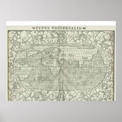 Antique World Map - Mid 1500's - Sebastian Münster Poster by ZephyrusBooks