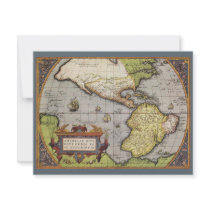 Antique World Map of the Americas, 1570 Personalized Invite