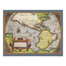 Antique World Map of the Americas, 1570 Personalized Invite