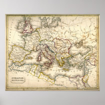 Antquie Map of the Ancient Roman Empire Print