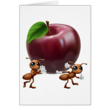 Ants carrying a big apple card