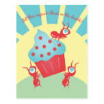Ants Carrying a Cupcake postcards