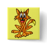 Anxious Cartoon Cat Pinback Button