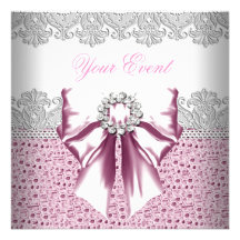Any Event Pink Diamonds Lace Pink Party Personalized Announcement