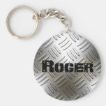 Any Name On Metal Diamond Plate Keychain
