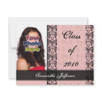 Any Year~ Baby Pink and Black Graduation Custom Invitations