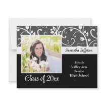 Any Year~ Black and White Vines Photo Graduation Personalized Announcements