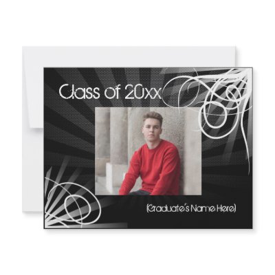 Any Year~ Black Swir Photo Graduation Announcement by cutencomfy