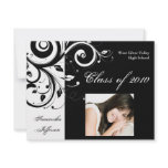 Any Year~ Black/White Swirl Photo Graduation Personalized Announcements