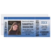 Any Year~ Blue Party Ticket Invitation with Photo