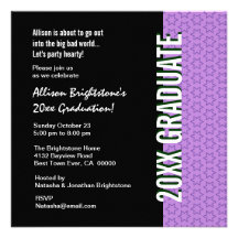 Any Year Graduation Purple Stars Pattern Invitation