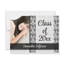 Any Year~ White Formal Design Photo Graduation Personalized Announcement