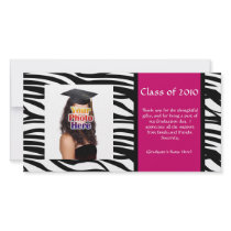 Any Year~ Zebra Graduation Thank You/Announcement Custom Photo Card
