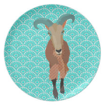 Aoudad Art Blue Plate
