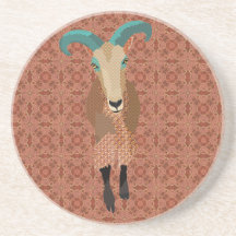 Aoudad Art Pink Coaster