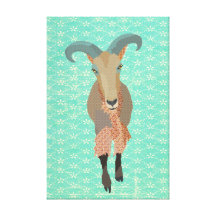 Aoudad Vintage Turqoise  Art Canvas Canvas Prints