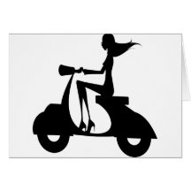 AP028 Girl Scooter Greeting Card