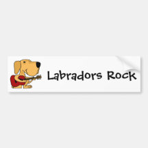 AP-  Yellow Labrador Retriever Playing Guitar Bumper Stickers